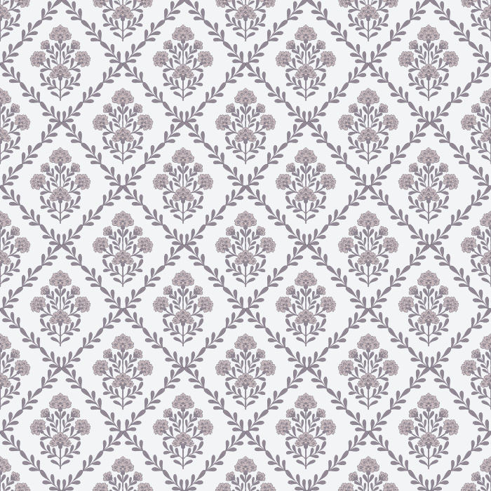 Floral Trellis wallpaper features a soft, vintage-inspired trellis pattern with delicate blush pink and sage green florals on a warm beige background.