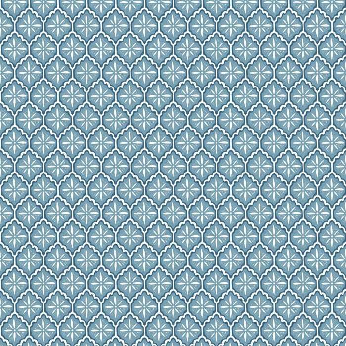Scallop Tile wallpaper features a refined geometric tile pattern with scalloped edges in olive green and taupe on a soft beige background, for a classic yet modern look.