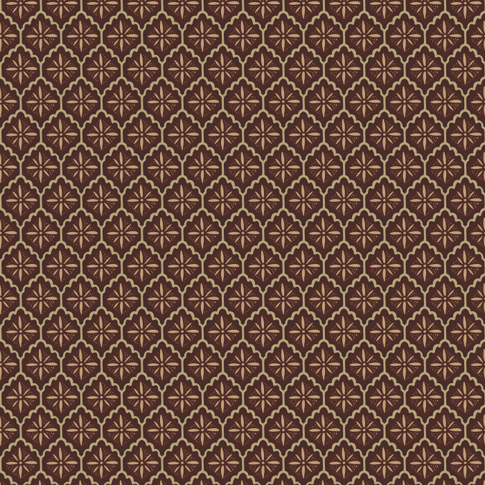 Scallop Tile wallpaper features a refined geometric tile pattern with scalloped edges in olive green and taupe on a soft beige background, for a classic yet modern look.