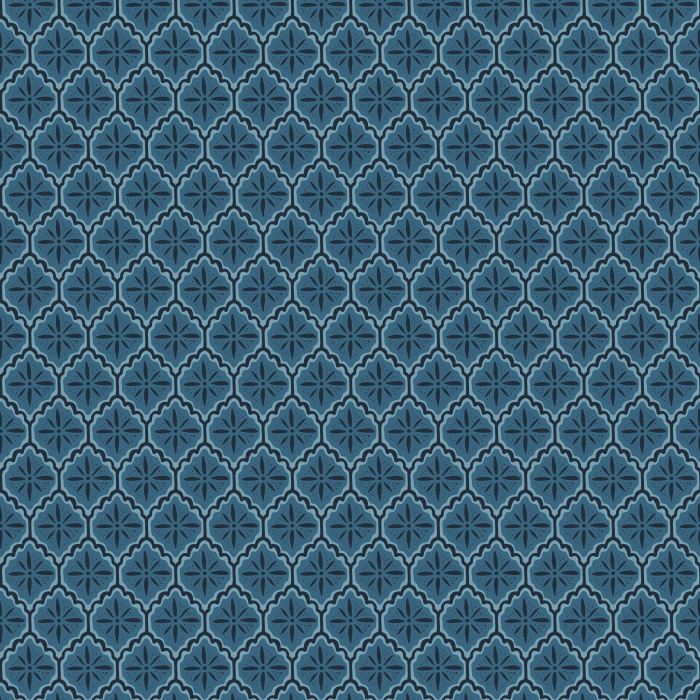 Scallop Tile wallpaper features a refined geometric tile pattern with scalloped edges in olive green and taupe on a soft beige background, for a classic yet modern look.