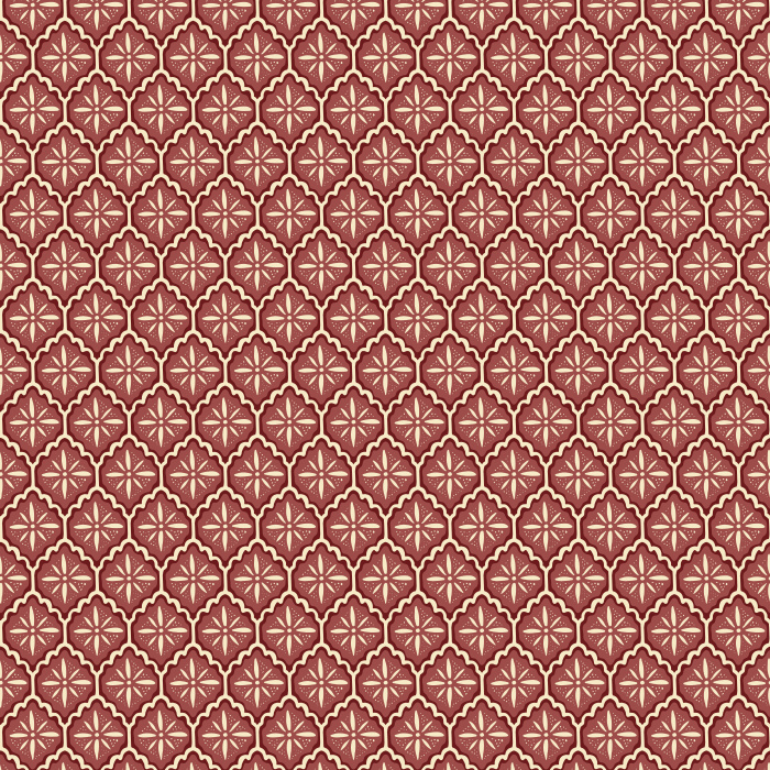 Scallop Tile wallpaper features a refined geometric tile pattern with scalloped edges in olive green and taupe on a soft beige background, for a classic yet modern look.