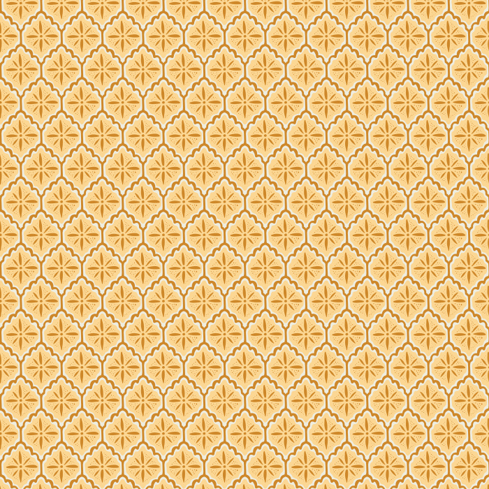 Scallop Tile wallpaper features a refined geometric tile pattern with scalloped edges in olive green and taupe on a soft beige background, for a classic yet modern look.