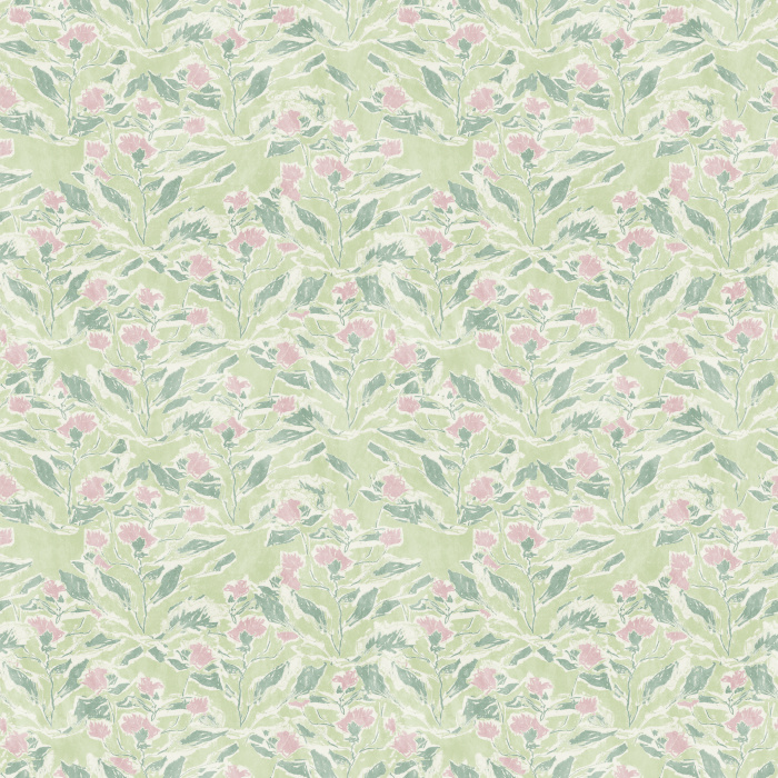 Crayon Flowers wallpaper showcases a charming hand-drawn floral pattern in pastel pinks, sage greens, and soft neutrals for a whimsical, artistic touch.