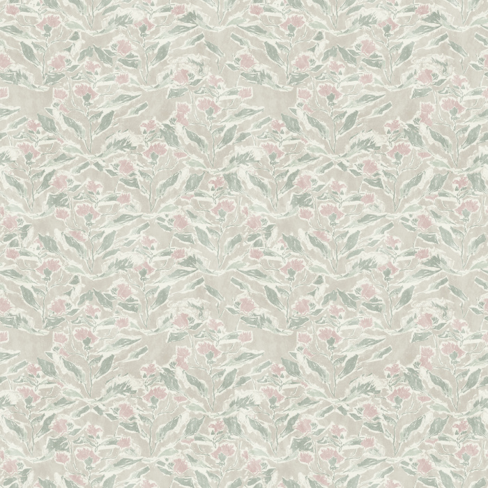 Crayon Flowers wallpaper showcases a charming hand-drawn floral pattern in pastel pinks, sage greens, and soft neutrals for a whimsical, artistic touch.