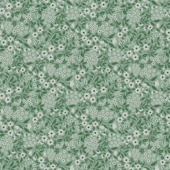 Summer Gardenia wallpaper features a lush, vintage-inspired botanical print with white gardenias and leafy green vines on a rich emerald background.