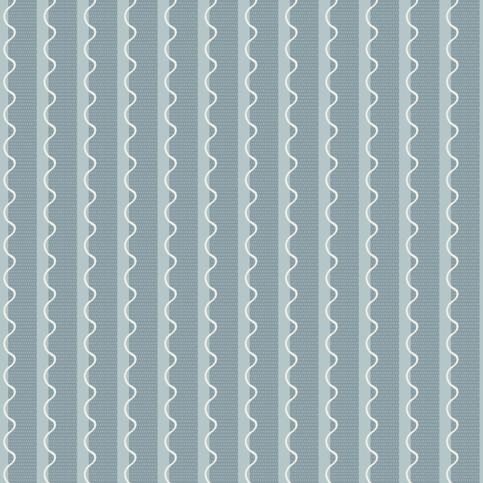Wavy Vibes wallpaper features playful vertical wavy stripes in light blue and soft cream, creating a fresh and modern coastal-inspired look for any room.