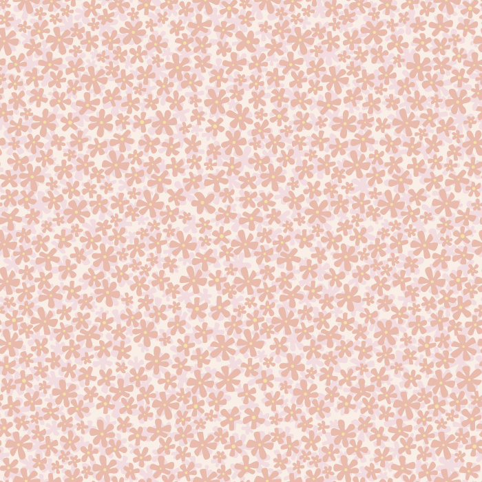 Ditsy Retro Daisy wallpaper features a charming, small-scale daisy floral pattern in soft pink and white, bringing playful vintage vibes to any nursery.