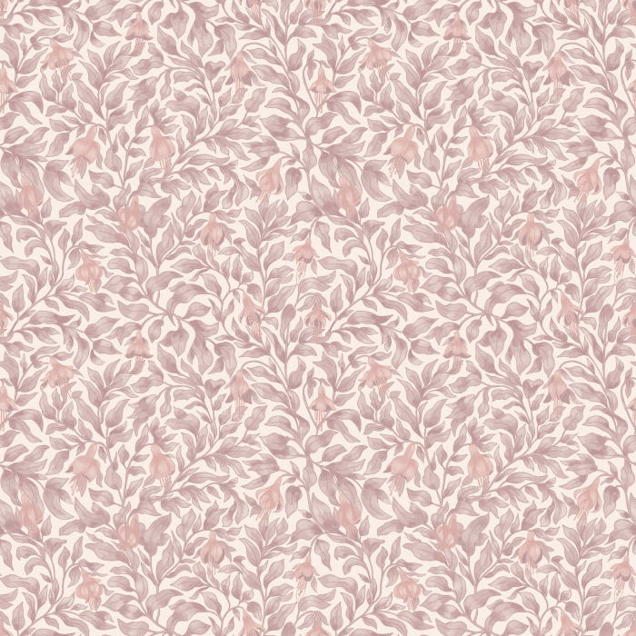 Heirloom Bloom wallpaper features a delicate leafy vine pattern in soft sage green on a warm cream background, creating a timeless botanical look.