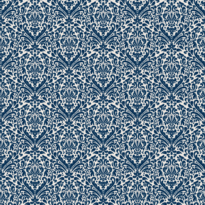 Handmade Damask wallpaper features a timeless, hand-drawn damask motif in soft gray on a warm cream background, offering elegant texture and sophistication.