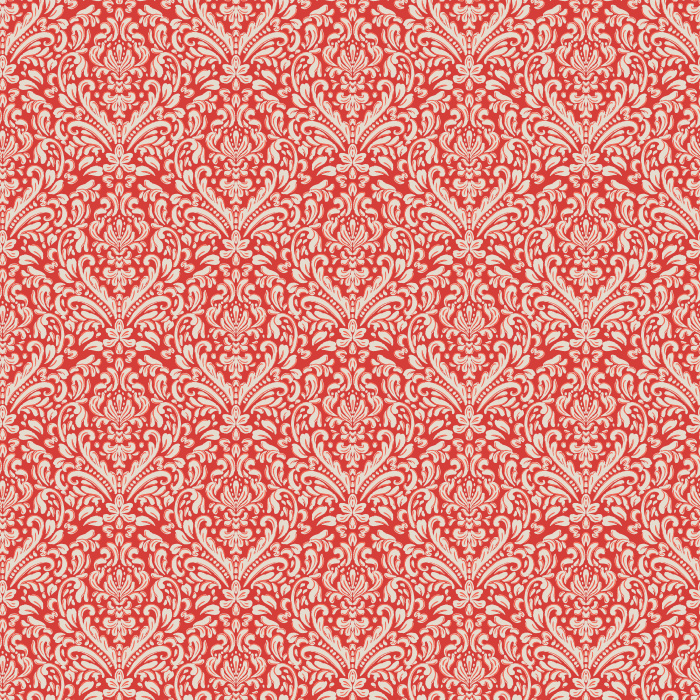 Handmade Damask wallpaper features a timeless, hand-drawn damask motif in soft gray on a warm cream background, offering elegant texture and sophistication.