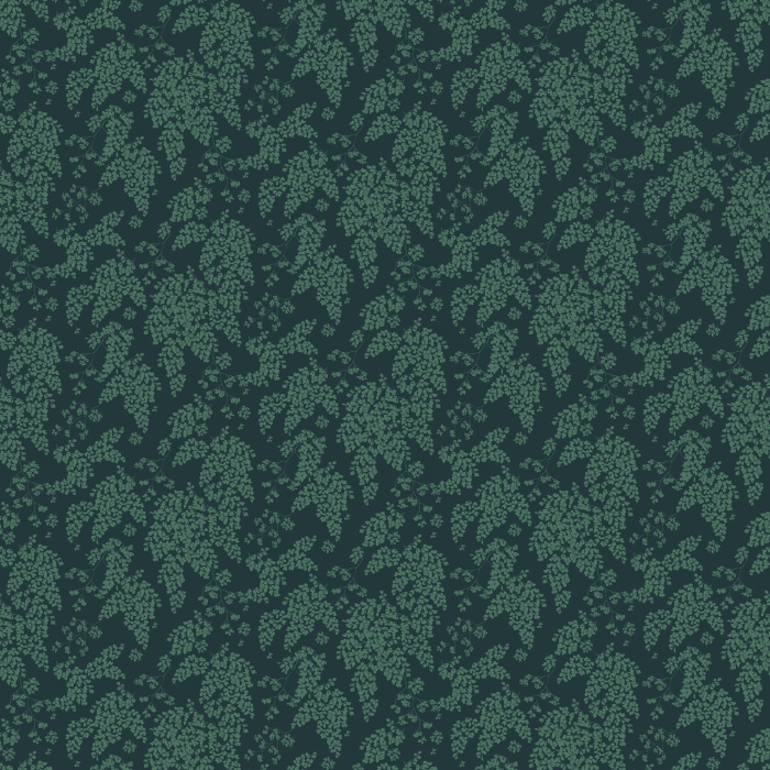 Fern Valley wallpaper features a lush, detailed fern pattern in soft sage green on a deep emerald background for a rich botanical style.