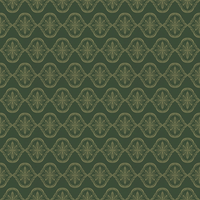 Botanique Royale wallpaper features an elegant medallion pattern with delicate botanical motifs in muted blue-gray and soft slate.