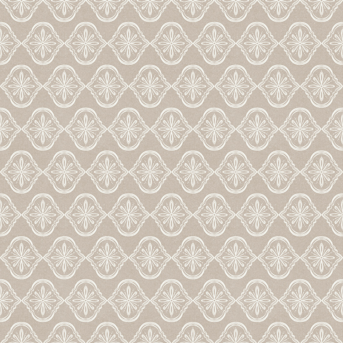 Botanique Royale wallpaper features an elegant medallion pattern with delicate botanical motifs in muted blue-gray and soft slate.