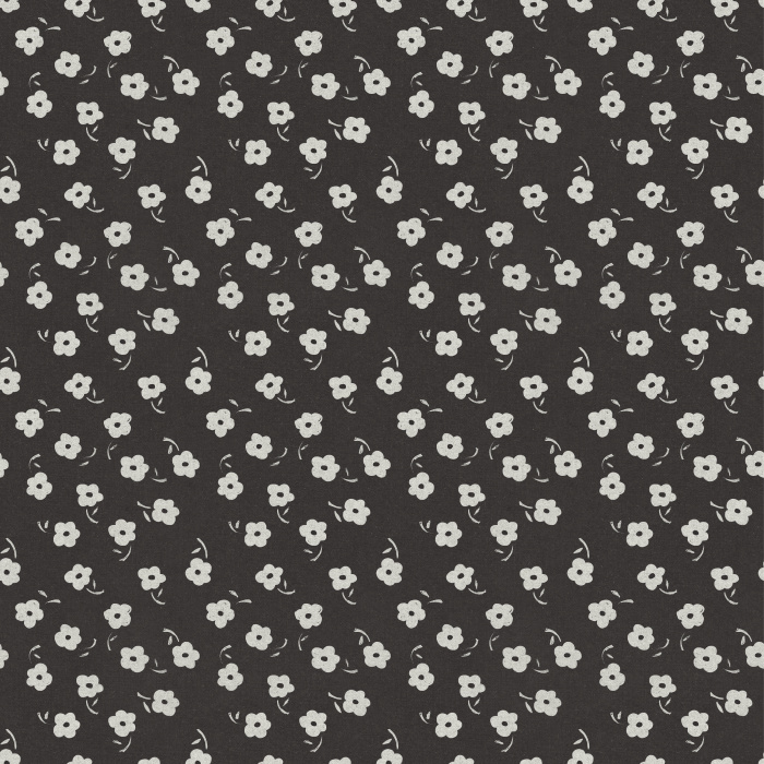 Full Bloom wallpaper features a playful, ditsy floral pattern with cream blossoms on a muted sage green background for a fresh cottage look.