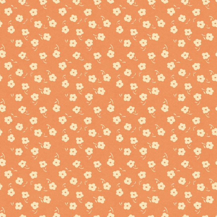 Full Bloom wallpaper features a playful, ditsy floral pattern with cream blossoms on a muted sage green background for a fresh cottage look.