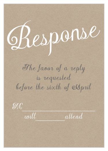 Design sophisticated response cards with a beautiful kraft background using our Elegant Kraft RSVP Cards.