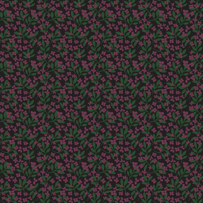 Itsy Garden Florals wallpaper features soft pink blossoms with green leaves on a pale background for a fresh, cottage-inspired look.