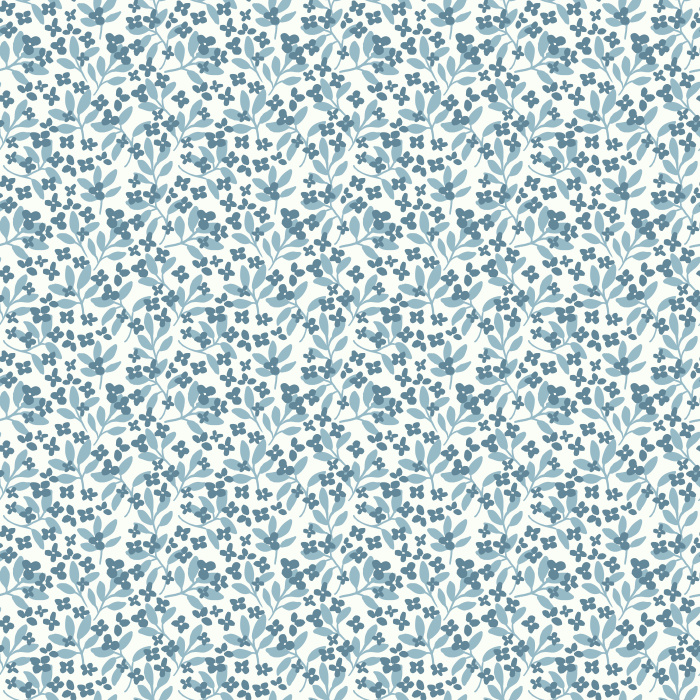 Itsy Garden Florals wallpaper features soft pink blossoms with green leaves on a pale background for a fresh, cottage-inspired look.