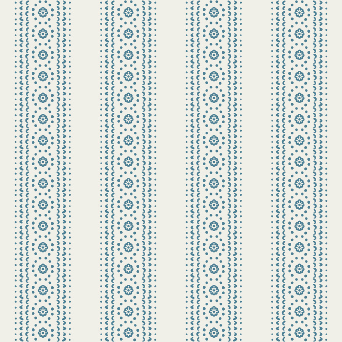 Doodle Stripe wallpaper features playful vertical dotted and floral motifs in sage green on a light cream background for timeless style.