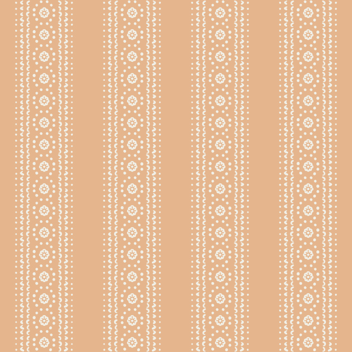 Doodle Stripe wallpaper features playful vertical dotted and floral motifs in sage green on a light cream background for timeless style.