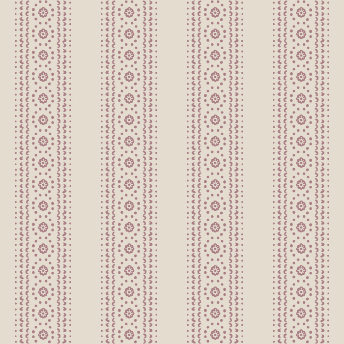 Doodle Stripe wallpaper features playful vertical dotted and floral motifs in sage green on a light cream background for timeless style.