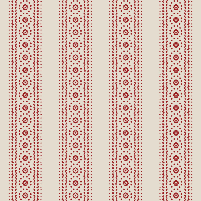 Doodle Stripe wallpaper features playful vertical dotted and floral motifs in sage green on a light cream background for timeless style.