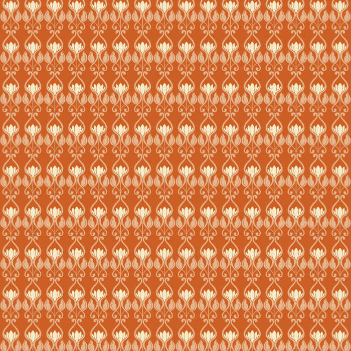 Blush Ornament wallpaper features blush and sage motifs on a deep forest green background for an elegant, timeless look.