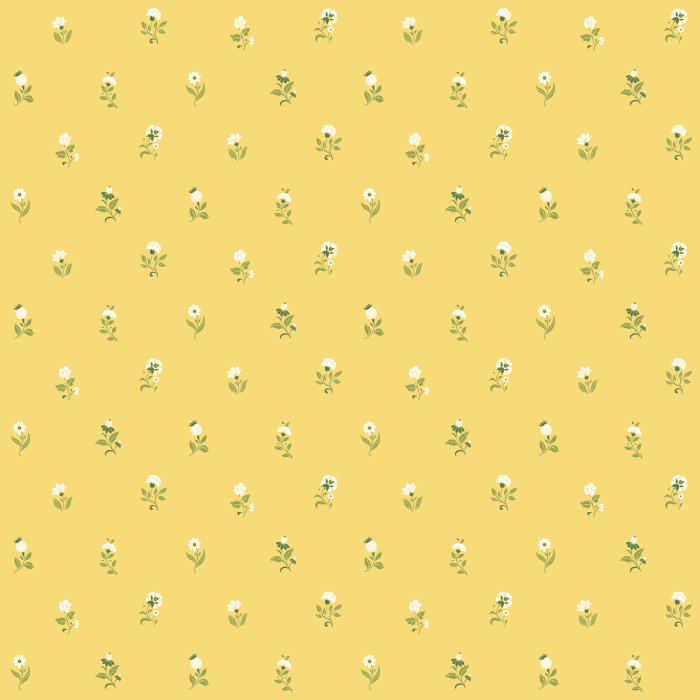 Mini Blooms wallpaper features soft pink flowers and green leaves on a deep navy background for a sweet yet sophisticated look.
