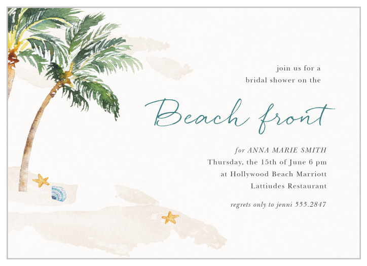 Whether your event is being held beach-side or not, feel like you're on vacation with our At Sea Bridal Shower Invitations.