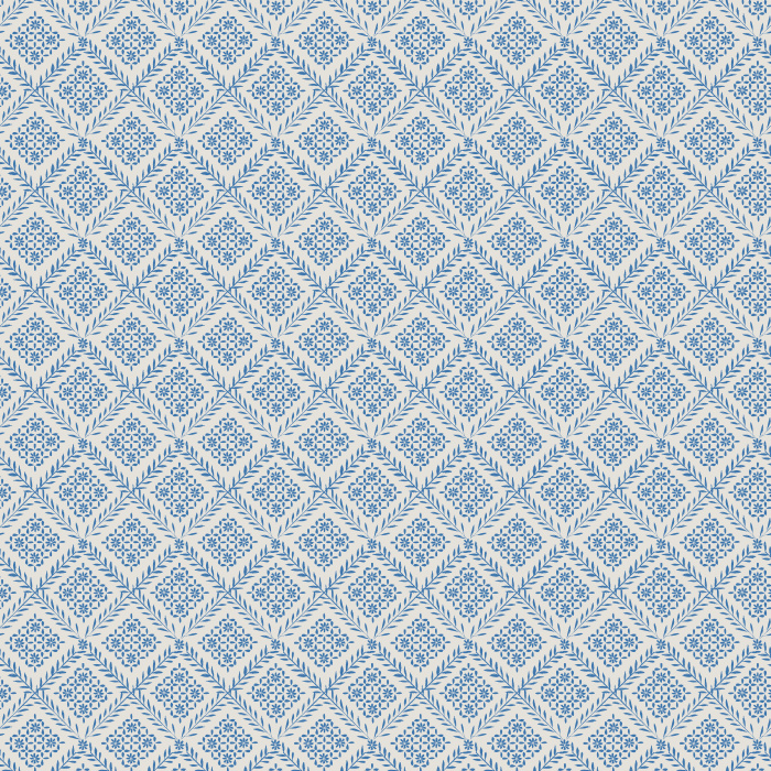 Blue and white geometric tile wallpaper inspired by Greek islands, perfect for adding coastal charm to any space.