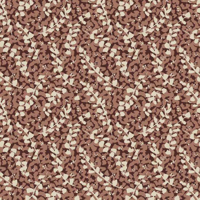 Rust-red leaf wallpaper with a flowing, nature-inspired pattern, ideal for bedrooms, living rooms, and cozy interiors.