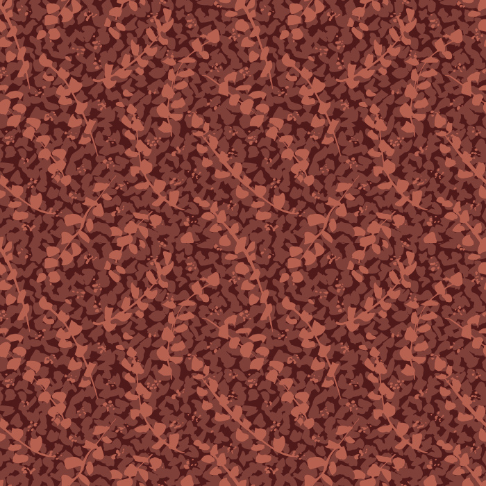 Rust-red leaf wallpaper with a flowing, nature-inspired pattern, ideal for bedrooms, living rooms, and cozy interiors.