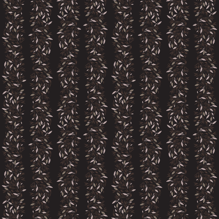 Vertical floral stripe wallpaper in soft taupe on cream, adding timeless elegance to bedrooms, dining rooms, or hallways.