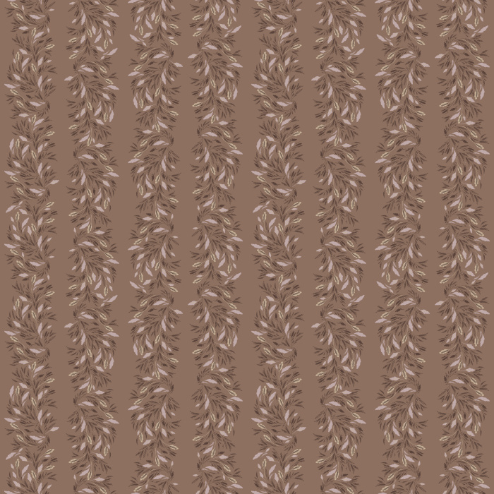Vertical floral stripe wallpaper in soft taupe on cream, adding timeless elegance to bedrooms, dining rooms, or hallways.
