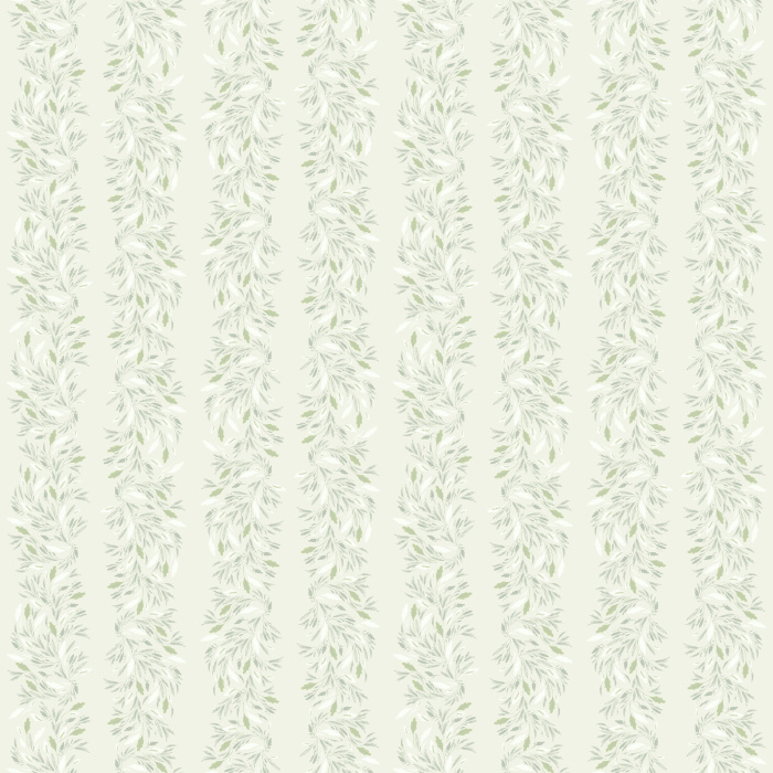 Vertical floral stripe wallpaper in soft taupe on cream, adding timeless elegance to bedrooms, dining rooms, or hallways.