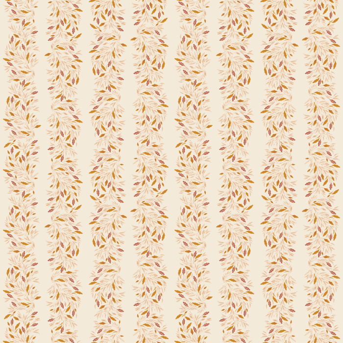Vertical floral stripe wallpaper in soft taupe on cream, adding timeless elegance to bedrooms, dining rooms, or hallways.