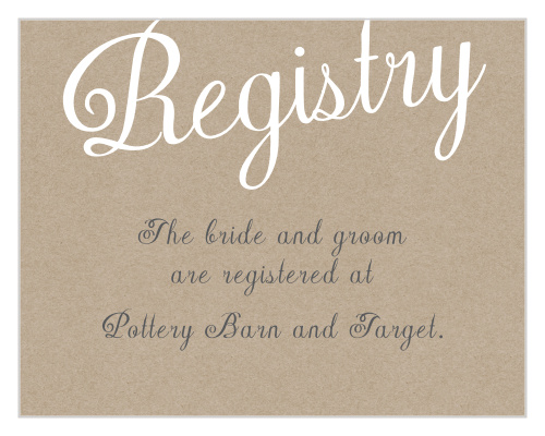 Guide your guests to the location of the items you need and want most with our Elegant Kraft Ceremony Cards. 