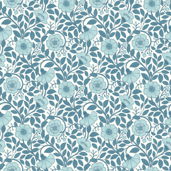 Make a bold statement with our Floral Reverie wallpaper, featuring pink blossoms and golden vines on a rich navy background.