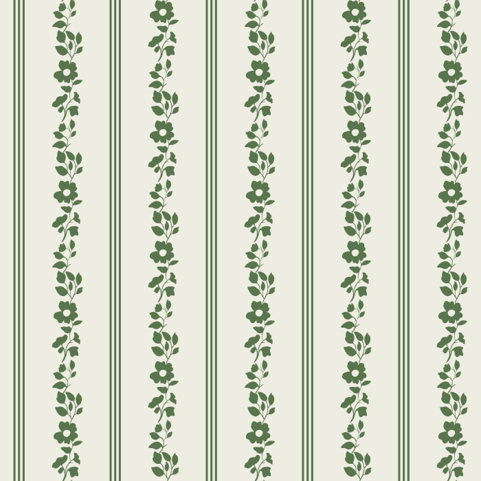 Refresh your walls with our Climbing Stripe wallpaper, featuring vertical stripes with climbing blue floral vines on cream.