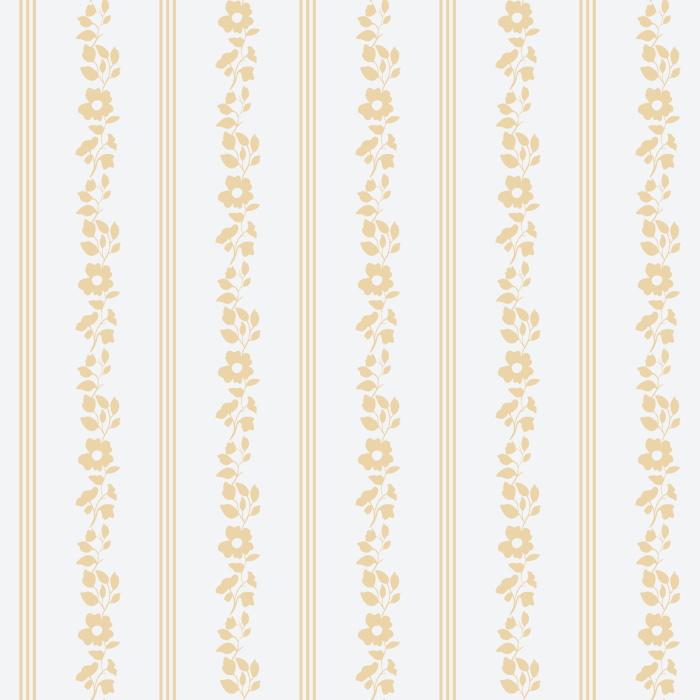Refresh your walls with our Climbing Stripe wallpaper, featuring vertical stripes with climbing blue floral vines on cream.