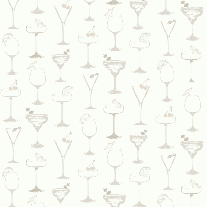 Celebrate style with our Easy Breezy wallpaper, featuring golden cocktail glasses with red accents on a deep green background.