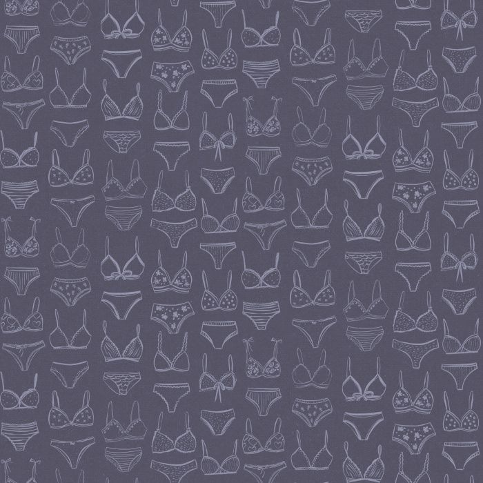 Add a playful touch with our Laced Comfort wallpaper, featuring blush pink lingerie line art on a pale background.