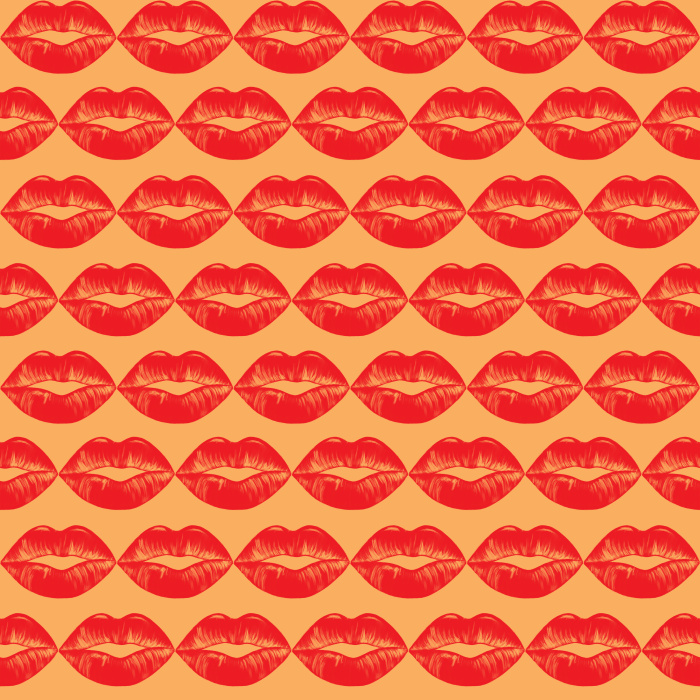Turn your walls into a statement with our Bold Kiss wallpaper, featuring vibrant red lips on a playful pink background.