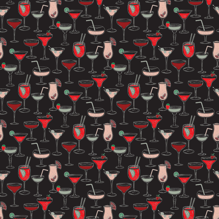 Bring a lively vibe with our Sip & Style wallpaper, featuring colorful cocktails and wine glasses on a soft cream background.