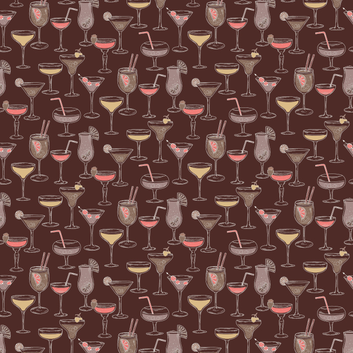 Bring a lively vibe with our Sip & Style wallpaper, featuring colorful cocktails and wine glasses on a soft cream background.
