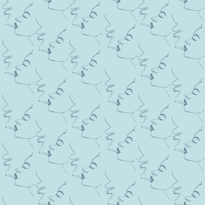 Elevate your walls with our Velvet Smoke Wallpaper, featuring elegant continuous line art faces in a soft gray and cream palette.