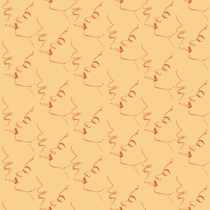 Elevate your walls with our Velvet Smoke Wallpaper, featuring elegant continuous line art faces in a soft gray and cream palette.