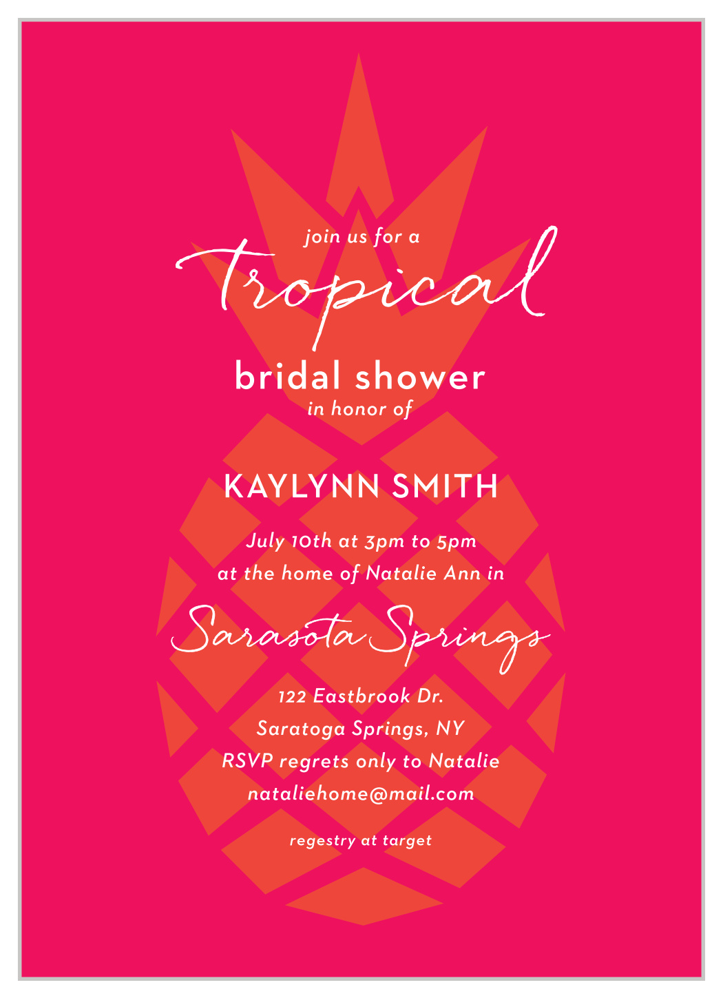 Tropical Pineapples Bridal Shower Invitations