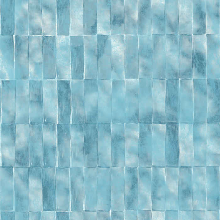 The Terra Tile Wallpaper showcases a handcrafted, artisan-inspired tile pattern in soothing sage green tones that create a fresh, organic feel.