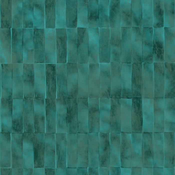 The Terra Tile Wallpaper showcases a handcrafted, artisan-inspired tile pattern in soothing sage green tones that create a fresh, organic feel.
